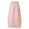 Vibe Ropa de Moda para Hombre Dobladillo Curvo Pantalones Deportivos Casuales Estampado de Letras Simple de Longitud Completa Pierna Ancha Holgados Estilo Callejero Americano