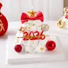 Decoración para Pastel Árbol de los Deseos de Nochevieja 2026 Inserto Acrílico Lazo Estrella de Cinco Puntas Velas Decorativas
