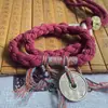 Novo bracelete de moeda fantasma da montanha com cinábrio, espessado, moeda pura de cobre fantasma da montanha, pulseira trançada à mão para homens, casal, estilo nacional, mulheres