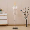 Maniquí de Media Figura Femenina para Escaparate de Tienda de Ropa, Base Galvanizada, Maniquí de Alambre Dorado para Exhibición, Muñeco