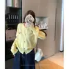 Cárdigan de Punto de Nuevo Estilo Ropa Exterior para Mujer Primavera y Otoño Dopamina Súper Bonito Suave Capa Exterior de Moda Amarillo Talla Única