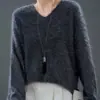 5% seda de morera, 5% cachemira, 90% lana de oveja, Fábrica de Tejidos Puyuan, suéter de punto con lana cepillada de dopamina y lentejuelas estilo coreano