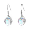Pendientes de Ojo de Gato Moonlight para Moda Amazon Transfronteriza Pendientes de Cristal de Diamante de Vidrio Forma de Gota Pendientes de Clip para Oreja de Cristal de Imitación
