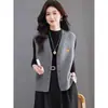 Estilo Novo de Primavera e Outono Moda Colete de Tricô para Mulheres Elegante Chique Cardigan Peça de Roupa Exterior Colete Jaqueta Sensação de Alto Padrão Colete Suéter