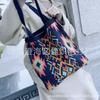 2020 nueva bolsa tejida chic de Corea del Sur bolsa de lana a cuadros bolsa artística simple para el hombro mochila escolar para mujer bolsa que combina con todo