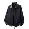 Ropa para Hombre Muqiu Modelo Nuevo 2026 Chaqueta de Imitación Denim con Cuello Revertido para Hombre, Top Casual Holgado Retro Americano