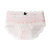 Pantaletas de algodón con encaje para mujer, de cintura media para verano, con lazo sexy, estilo dulce y elegante, bragas triangulares de algodón puro en la entrepierna