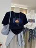 Camiseta de Manga Corta de Algodón Puro con Estampado de Pera Estilo Coreano para Mujer, Nueva de Verano, Corte Holgado, Tallas Grandes, Versátil, Top de Media Manga que Reduce la Edad, Moderno
