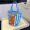 Bolsa para Comida al Aire Libre Ilustración Linda Cubeta Portátil de Lona Han Feng Corazón de Niña Bolsa para Almuerzo Trabajo Bolsa Pequeña