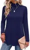 Camisetas Europeas y Americanas Transfronterizas de Amazon Otoño/Invierno 2026 Nuevas de Cuello Alto de Manga Larga de Color Sólido Casual Camiseta Básica para Mujer