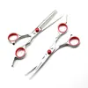 Tijeras de Peluquería Rojas de 6.0 pulgadas con Tornillo, Tijeras Rectas, Tijeras Entresacar, Tijeras para Flequillo, Set de Tijeras Entresacar, Set de Tijeras de Peluquería en Stock