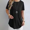 2025 Nueva Ropa de Mujer Popular Transfronteriza Europea y Americana Temu Color Sólido Elegante Cuello Redondo Botón Trasero Decoración Camiseta de Mujer