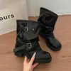 Botines cortos súper populares para mujer 2026, modernos, de primavera y otoño, nuevos botines de media caña con tacón alto grueso, botas de jinete adelgazantes