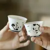Xícara de Chá Panda Pintada à Mão da Dinastia Tang e Song, Conjunto de Chá Kung Fu, Xícara de Degustação Cerâmica de Parede Fina, Xícara Individual Doméstica, Pequena Xícara com Cor Sob Esmalte