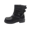 Botas marrons de sola grossa, bonitas para outono e inverno, estilo cavaleiro rad, botins curtos, mulheres, couro macio, estilo britânico, botas Martin, novo 2026, perna de calça