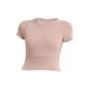 Nova Roupa de Yoga de Manga Curta com Bojo Camiseta Feminina Justa Elástica Curta Expondo o Umbigo Top para Corrida Esportes Fitness