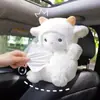 Caixa de lenços com apoio de braço de carro em desenho animado fofo, caixa de lenços criativa para pendurar no carro, bolsa de lenços para encosto do banco