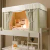 Cama litera de dormitorio estilo encaje para estudiantes cremallera universal floral fresca a prueba de mosquitos cama individual retráctil cortina blackout fuerte
