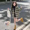 Camisa de Primavera y Otoño para Niñas 2026 Nueva Casual Estilo Coreano para Niñas Medianas y Grandes Camisa con Capucha a Cuadros Ropa de Abrigo Transfronteriza