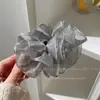 Grampo de Banana Plissado Nuvem de Strass de Malha Doce e Delicado Coreano para Mulheres 2025 Novo Grampo de Cabelo para Rabo de Cavalo Alto Acessório de Cabelo