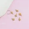 Pieza Decorativa de Estrella Pequeña Incrustada con Circonita de Oro Real Chapado en Cobre Accesorio de Broche Barroco Autodiseñado Hecho a Mano para Joyería