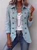 Abrigo retro de estilo europeo y americano de doble botonadura con cuello de volantes, mangas largas y diseño estampado, adecuado para uso casual.