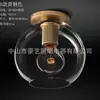 Exclusivo para Amazon transfronterizo: Lámpara de techo empotrada color cobre, luz para pasillo y recibidor, lámpara de techo creativa de hierro forjado y cristal