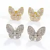 Pendientes de Mariposa Exquisitos Totalmente Incrustados Estilo Europeo y Americano Transfronterizos, Proveedor de Joyería Versátil Clásica de Lujo Ligero, Joyería de Comercio Exterior para Mujeres