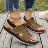 Sandalias de Mujer de Talla Grande con Suela Gruesa y Punta de Pez, Sandalias Brillantes con Hebilla de Una Correa, Cuña de Verano Transfronteriza