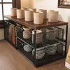 Estante de Exhibición Multifuncional Sala de Estar Cafetera Dispensador de Agua Pequeño Estante de Almacenamiento de Escritorio con Cajón Estante de Almacenamiento para Bolsitas de Té