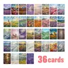 Compra directa transfronteriza de 36 hojas/paquete de tarjetas de ilustración de paisajes para pintura al óleo y campos de flores, regalo floral fresco, marcapáginas de diario