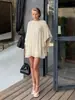 Blusa de Gasa Estilo Francés para Mujer, Capa de Color Sólido Holgada con Mangas Murciélago, Capa de Gasa Forrada