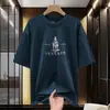 Camiseta de Manga Corta Pesada Estilo Americano de Algodón Puro para Hombre, Cuello Redondo, Corte Holgado de Moda, Top Grueso de Algodón Completo de Media Manga, 260g