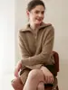 Suéter 100% Cachemir para Mujer, Otoño e Invierno Engrosado Suéter de Cachemir Puro con Media Cremallera de Cuello Alto, Suéter Base de Punto Holgado Talla Grande