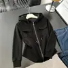 Sudadera con capucha y cremallera nueva 2026 para mujer, estilo casual de trabajo primavera/otoño, chaqueta de doble bolsillo, top versátil y estilizado