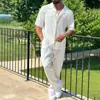 2025 Nuevo Traje Casual de Hombre Amazon Camisa de Botones Manga Corta Pantalones Atuendo de Moda para Hombre para Salir