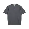 Camisa de Tricô Texturizado Estilo Old Money Masculina Verão Nova Respirável Meio Zíper Gola Henley Casual Manga Curta Top Camiseta Feminina