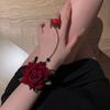 Pulsera Estilo Vampiro Pulsera de Encaje de Halloween con Anillo Accesorios Estilo Gótico Accesorios de Cosplay Estilo Rosa
