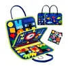 Tecido de dinossauro azul livro silencioso de educação infantil 22x28cm relógio cognitivo infantil brinquedo educativo de enfiar modelo do fabricante