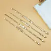 Pulsera de Cadena Figaro Chapada en Oro de 18 Quilates Estilo Europeo y Americano Transfronteriza, Pulsera Cubana con Placa de Identificación Grabada Vintage, Joyería Unisex