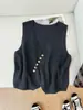 Colete Tricot Assimetrico Gola V com Botões Primavera, Verão, Outono 2026