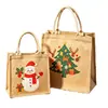 Bolsas de linho personalizadas com logotipos, Sacolas de presente de linho com tema de Natal, Sacolas de juta grandes, Feito sob medida
