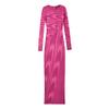 Vestido jacquard tejido abstracto chic transfronterizo estilo ins europeo y americano para mujer, otoño e invierno, cuello redondo, manga larga, falda larga