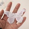 Encaje directo de fábrica bordado de seda brillante blanco mariposa flor pegatinas DIY hecho a mano parche para ropa flor accesorios accesorios