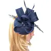 Chapéu feminino europeu e americano para atividades ao ar livre, acessórios de cabelo com pena de bola, fascinator, topo de palha, adereço de cabeça para festa de noiva