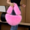 Bolsos de Mujer de Moda 2023 Nuevo Exportación Transfronteriza Color Sólido Felpa Bolso Cruzado Lana de Mujer Semicírculo Bolso Dumpling Bolso de Mano