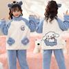 Pijama de franela para niños, traje de vellón coral grueso para otoño e invierno, ropa para el hogar para niños medianos y grandes
