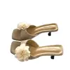 Zapatillas de tacón de aguja sin cordones, nueva colección primavera/verano 2026, zapatillas florales dulces de punta cuadrada abiertas al frente de tacón alto para uso diario