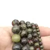 Pedra de Sangue de Dragão Verde e Vermelha Natural Contas Soltas Acessórios para Pulseira Colar Brinco Feito à Mão Contas de Pedra Preciosa para Joias Redondas