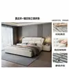 Cama de luxo leve estilo italiano, couro genuíno de alta qualidade, 1,8 x 2m, cama de casal para quarto principal 1,5m, cama moderna minimalista de casamento, cama de arte em couro
